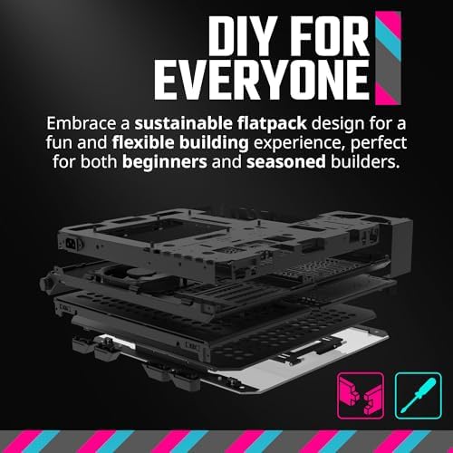 Cooler Master QUBE 500 Flatpack Macaron High Airflow Gaming ATX PC Mid Tower  Customizable  Tempered Glass  Vertical GPU Mount  365mm GPU Clearances  USB C  Carrying Handle  Gem Mini