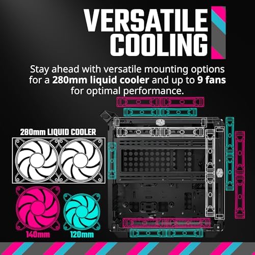 Cooler Master QUBE 500 Flatpack Macaron High Airflow Gaming ATX PC Mid Tower  Customizable  Tempered Glass  Vertical GPU Mount  365mm GPU Clearances  USB C  Carrying Handle  Gem Mini