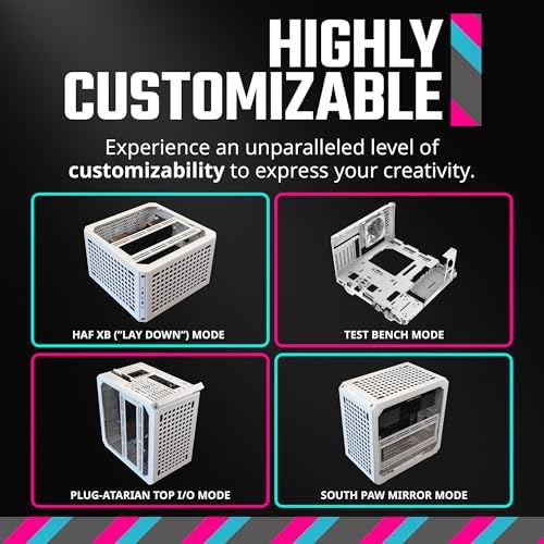 Cooler Master QUBE 500 Flatpack Macaron High Airflow Gaming ATX PC Mid Tower  Customizable  Tempered Glass  Vertical GPU Mount  365mm GPU Clearances  USB C  Carrying Handle  Gem Mini