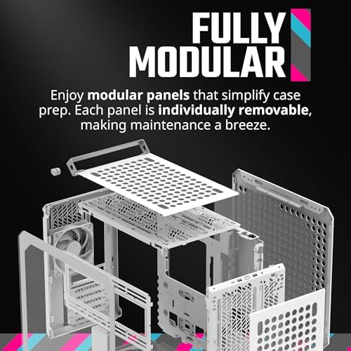 Cooler Master QUBE 500 Flatpack Macaron High Airflow Gaming ATX PC Mid Tower  Customizable  Tempered Glass  Vertical GPU Mount  365mm GPU Clearances  USB C  Carrying Handle  Gem Mini