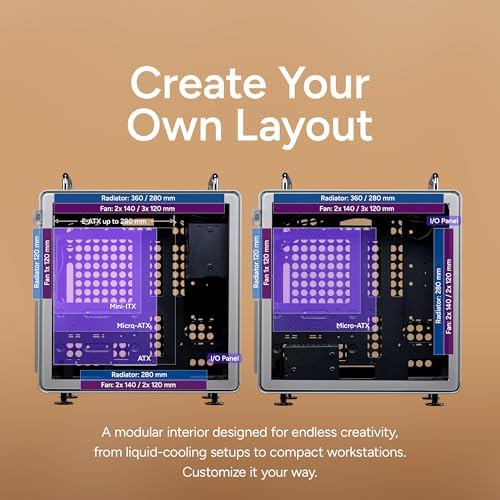 Cooler Master QUBE 540 High-Airflow ATX Semitorre, Espacio Máximo para GPU de 415mm, Diseñado para RTX 5090|RX 9070 XT, Vidrio Templado, Diseño Modular y Personalizable, Panel de E/S Reversible