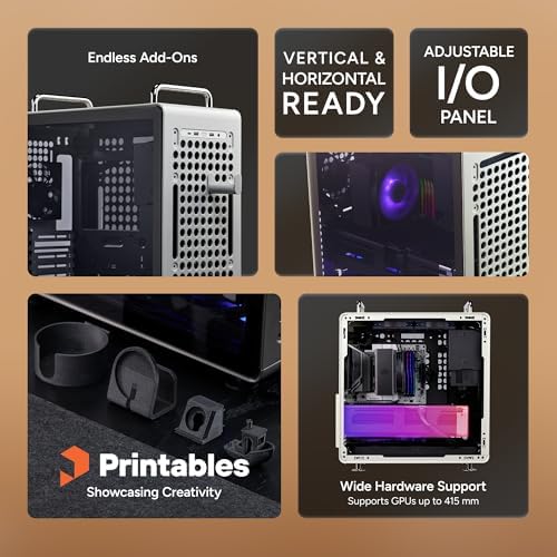 Cooler Master QUBE 540 ATX Mid Tower PC Case   Highly Customizable Modular Computer Chassis with Movable I/O Panel  Multi Position PSU Mount  Tempered Glass Panel & Portable Handles   Moonstone