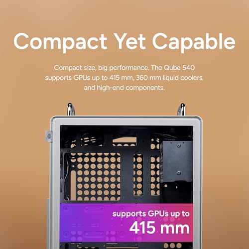 Cooler Master QUBE 540 ATX Mid Tower PC Case   Highly Customizable Modular Computer Chassis with Movable I/O Panel  Multi Position PSU Mount  Tempered Glass Panel & Portable Handles   Moonstone