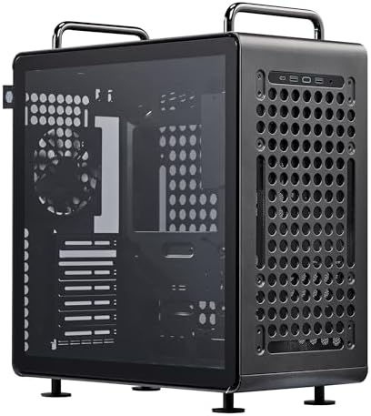 Cooler Master QUBE 540 ATX Mid Tower PC Case   Highly Customizable Modular Computer Chassis with Movable I/O Panel  Multi Position PSU Mount  Tempered Glass Panel & Portable Handles   Moonstone