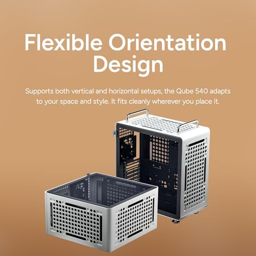 Cooler Master QUBE 540 ATX Mid Tower PC Case   Highly Customizable Modular Computer Chassis with Movable I/O Panel  Multi Position PSU Mount  Tempered Glass Panel & Portable Handles   Moonstone
