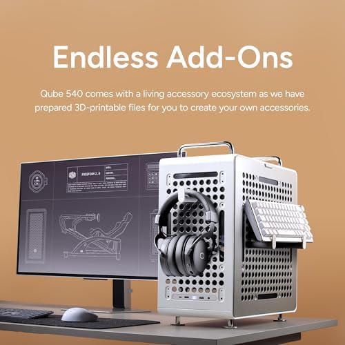 Cooler Master QUBE 540 ATX Mid Tower PC Case   Highly Customizable Modular Computer Chassis with Movable I/O Panel  Multi Position PSU Mount  Tempered Glass Panel & Portable Handles   Moonstone