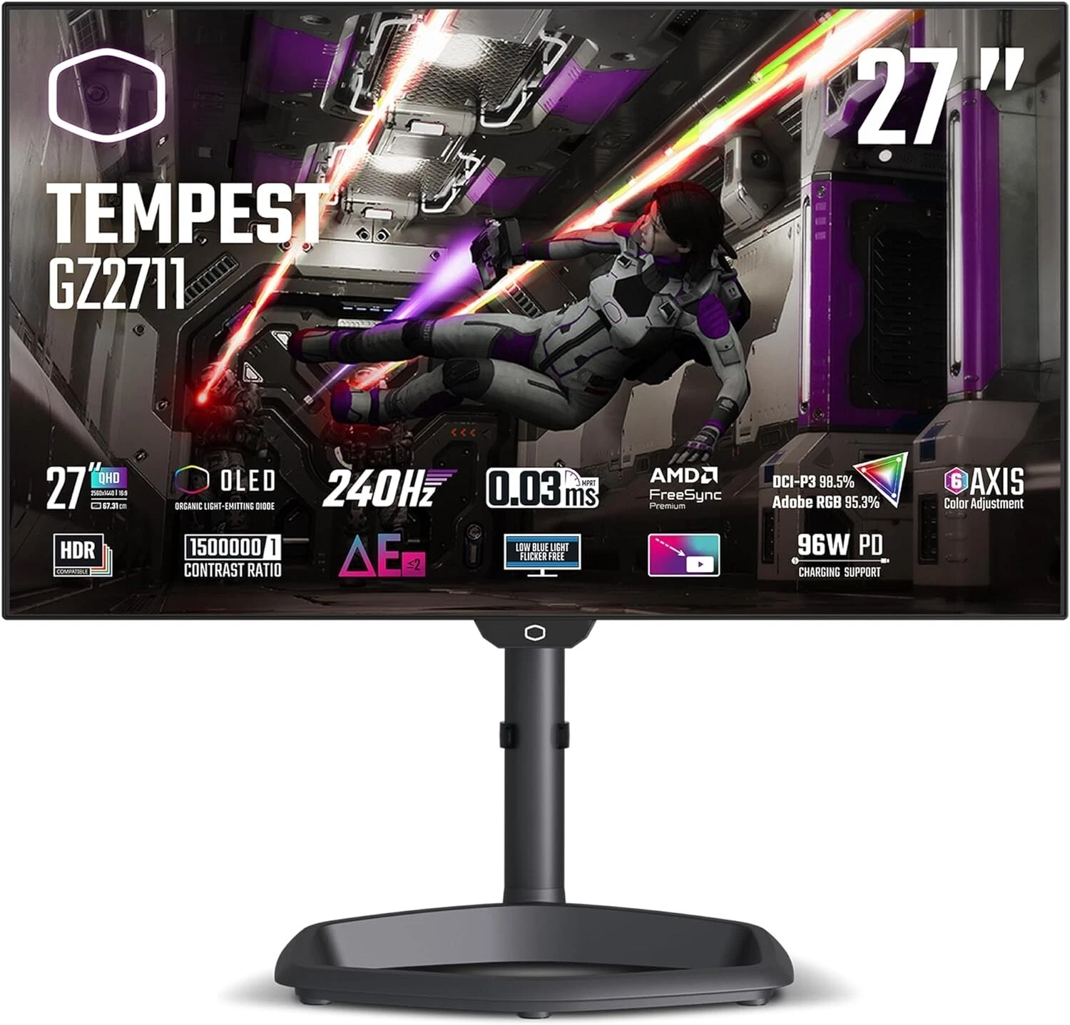 Cooler Master Tempest GZ2711 27  OLED 2K 240Hz QHD 2560 x 1440 Monitor FreeSync