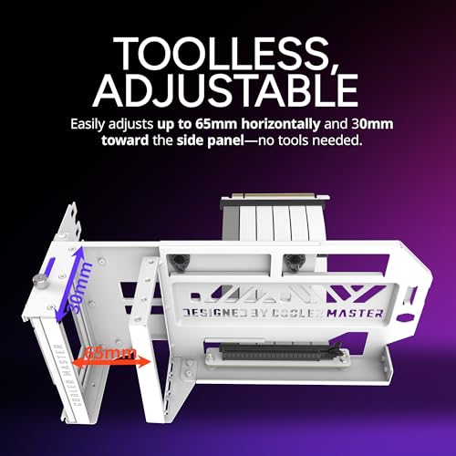 Cooler Master Vertical GPU Card Holder Kit V3 White PCIe 4 0 5 0 Motherboards GPUs RTX 5090 RX 9070 XT ABS Casing 165mm Length Modula Adjustable for E ATX ATX Micro ATX Case