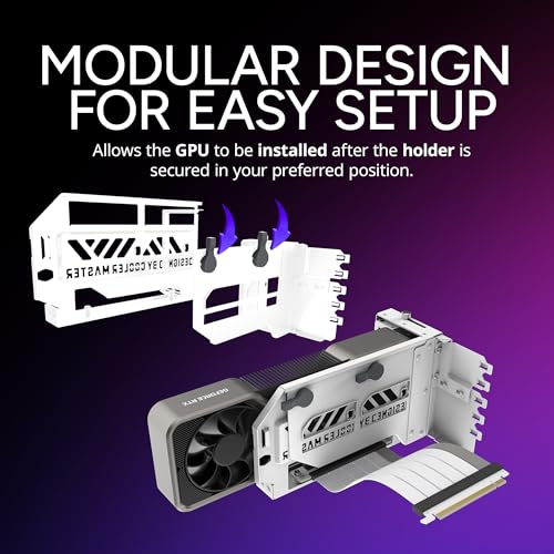 Cooler Master Vertical GPU Card Holder Kit V3 White PCIe 4 0 5 0 Motherboards GPUs RTX 5090 RX 9070 XT ABS Casing 165mm Length Modula Adjustable for E ATX ATX Micro ATX Case