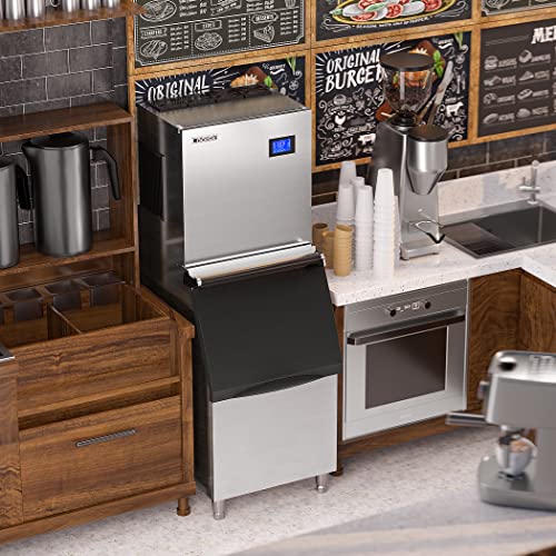 Coolski Commercial Ice Maker Machine 450LBS/24H  22 Wide Ice Machine with 300LBS Large Storage Bin  Clear Ice Cubes Air Cooled Stainless Steel Ice Maker for Restaurant/Bar/Cafe/Business