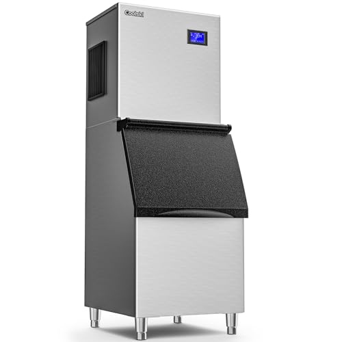 Coolski Commercial Ice Maker Machine 450LBS/24H  22 Wide Ice Machine with 300LBS Large Storage Bin  Clear Ice Cubes Air Cooled Stainless Steel Ice Maker for Restaurant/Bar/Cafe/Business