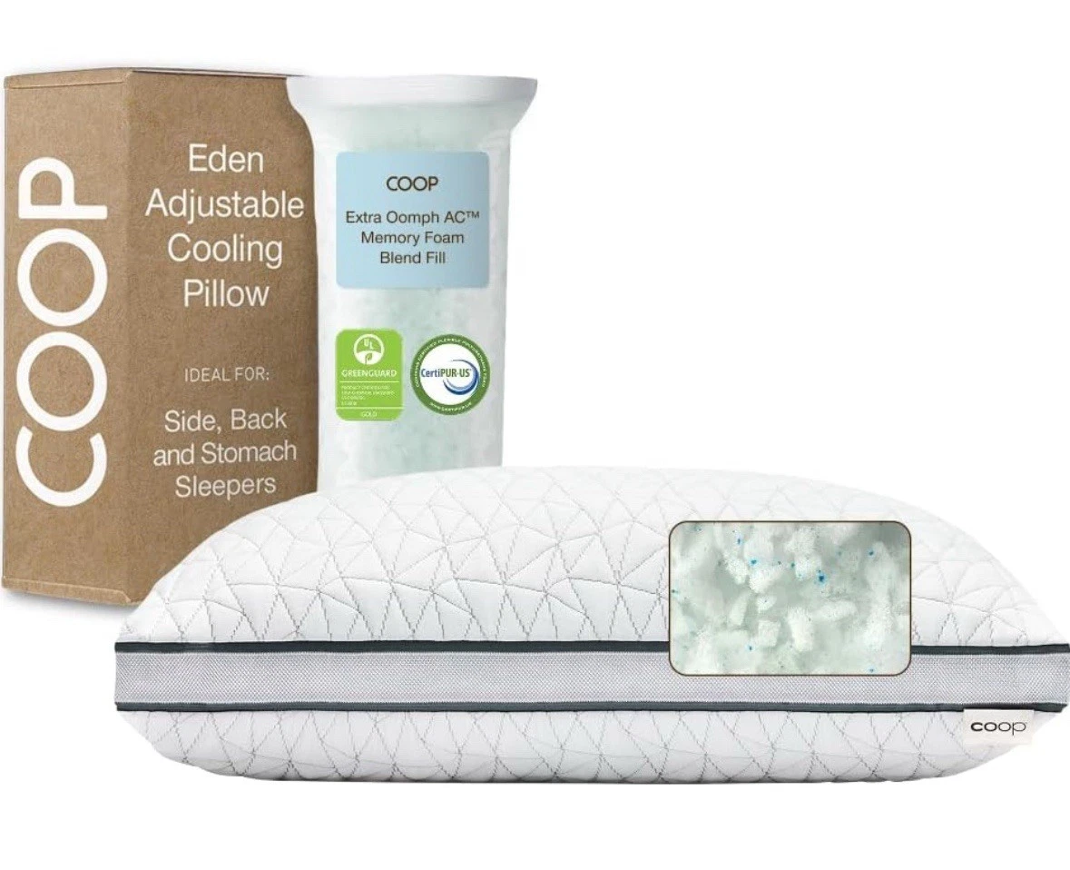 Coop Home Goods Eden Bed Pillow Queen Size for Sleeping on Back  Stomach and