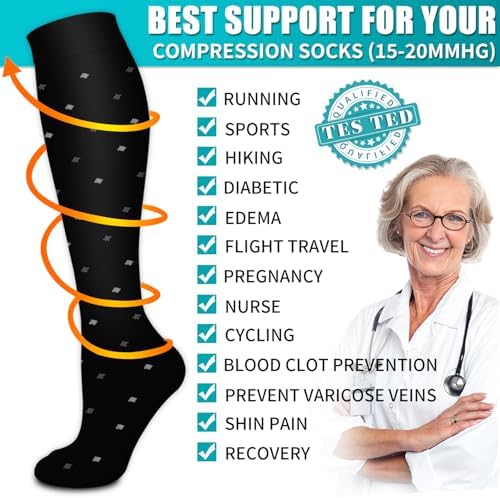 Copper Compression Socks for Women & Men  6 pairs    Best Support for Nurses  Running  Hiking  Recovery