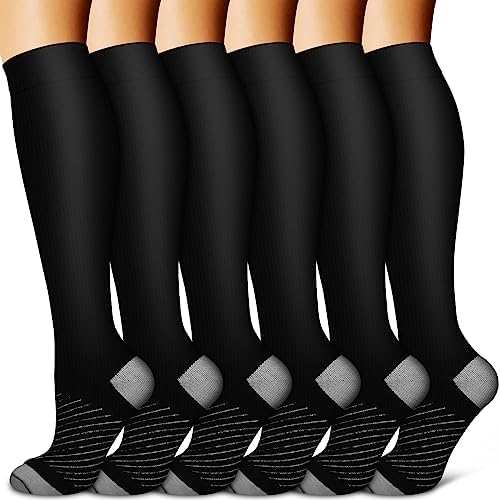 Copper Compression Socks for Women & Men  6 pairs    Best Support for Nurses  Running  Hiking  Recovery