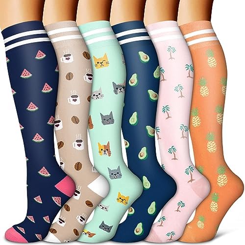 Copper Compression Socks for Women & Men  6 pairs    Best Support for Nurses  Running  Hiking  Recovery