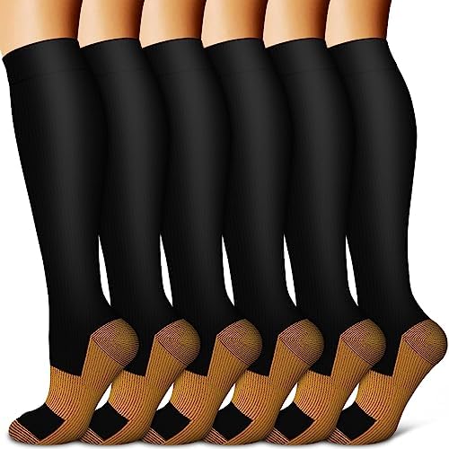 Copper Compression Socks for Women & Men  6 pairs    Best Support for Nurses  Running  Hiking  Recovery
