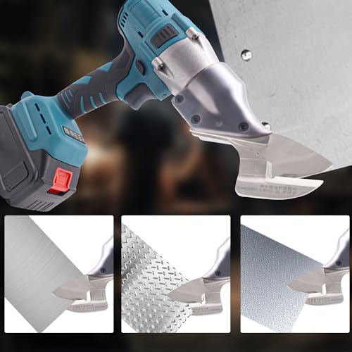 Cordless Electric Metal Shear with 360  Swivel Head   Rechargeable Sheet Metal Cutter Scissors for Steel & Aluminum  Includes 2 1500mAh Batteries & Charger   Blue