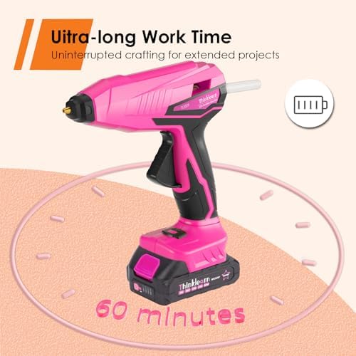 Cordless Hot Glue Gun   20V Temp Adjust Hot Glue Gun with 43PCS Full Size Hot Glue Sticks  Pink Fast Heating Glue Gun and Sticks Set for DIY  Arts & Craft  Decorations  Gift for Women