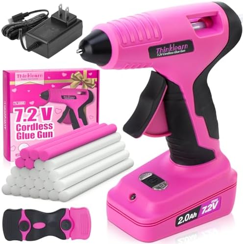 Cordless Hot Glue Gun   20V Temp Adjust Hot Glue Gun with 43PCS Full Size Hot Glue Sticks  Pink Fast Heating Glue Gun and Sticks Set for DIY  Arts & Craft  Decorations  Gift for Women