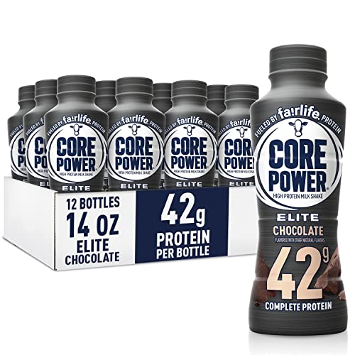 Core Power Elite High Protein Shake  Chocolate  42g Bottle  14oz  12 Pack