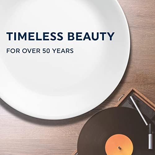 Corelle Vitrelle 18 Piece Service for 6 Dinnerware Set Triple Layer Glass and Chip Resistant  Lightweight Round Plates and Bowls Set  Winter Frost White