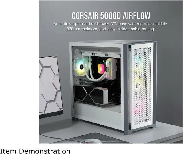Corsair 5000D Airflow Tempered Glass Mid Tower ATX PC Case  White  CC 9011211 WW