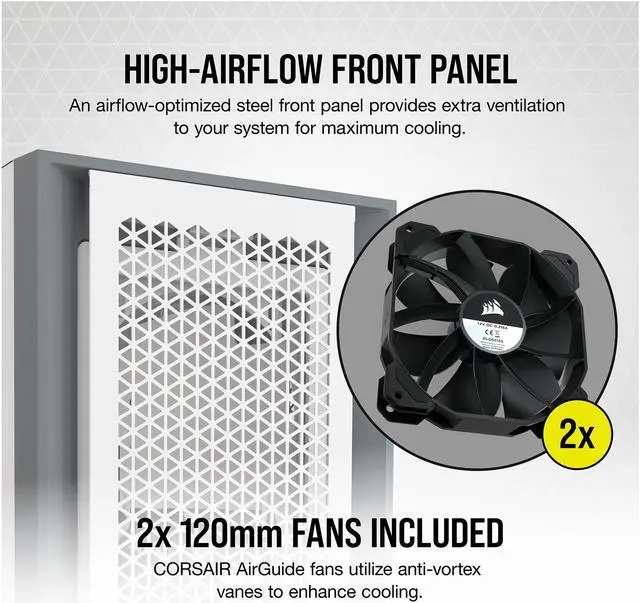 Corsair 5000D Airflow Tempered Glass Mid Tower ATX PC Case  White  CC 9011211 WW