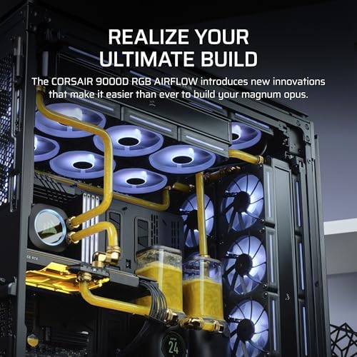 Corsair 9000D RGB Airflow Super Full Tower PC Case   Fits up to 18x 120mm  7X 140mm  or 4X 200mm Fans   InfiniRail  Fan Mounting   iCUE Link System Hub Included   No Fans Included   Black