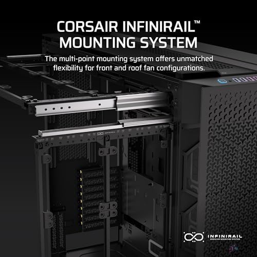 Corsair 9000D RGB Airflow Super Full Tower PC Case   Fits up to 18x 120mm  7X 140mm  or 4X 200mm Fans   InfiniRail  Fan Mounting   iCUE Link System Hub Included   No Fans Included   Black
