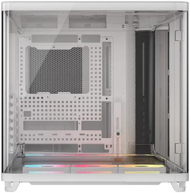 Corsair AIR 5400 LX R RGB iCUE LINK Triple Chamber Mid Tower PC Case White with 3x iCUE LINK LX R RGB 120mm reverse rotor fans and System Hub Pre Installed  BTF Back Plug Motherboard Design