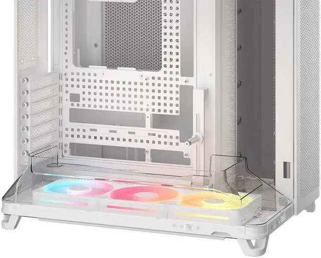 Corsair AIR 5400 LX R RGB iCUE LINK Triple Chamber Mid Tower PC Case White with 3x iCUE LINK LX R RGB 120mm reverse rotor fans and System Hub Pre Installed  BTF Back Plug Motherboard Design