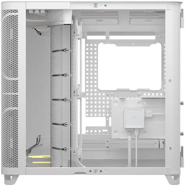 Corsair AIR 5400 LX R RGB iCUE LINK Triple Chamber Mid Tower PC Case White with 3x iCUE LINK LX R RGB 120mm reverse rotor fans and System Hub Pre Installed  BTF Back Plug Motherboard Design