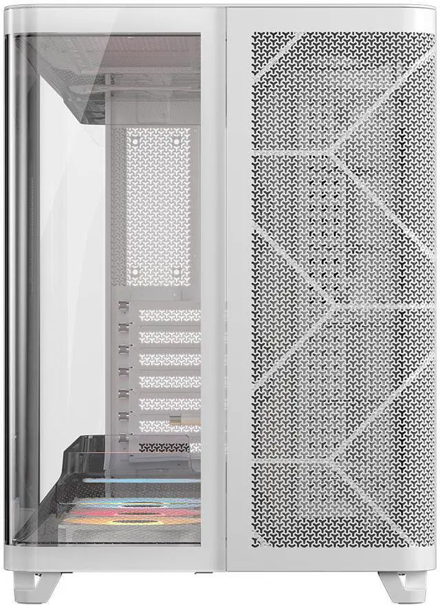 Corsair AIR 5400 RS R ARGB Triple Chamber Mid Tower PC Case White with 3x RS R 120mm reverse PWM ARGB fans Pre installed  BTF Back Plug Motherboard Design