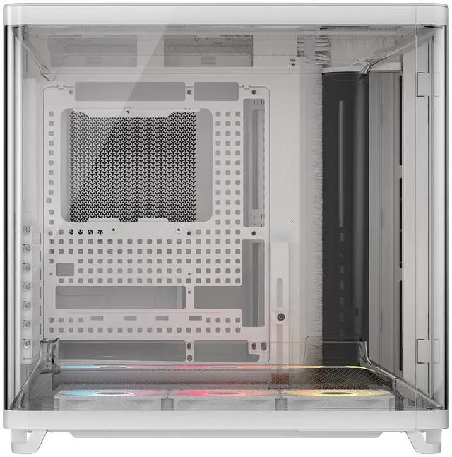 Corsair AIR 5400 RS R ARGB Triple Chamber Mid Tower PC Case White with 3x RS R 120mm reverse PWM ARGB fans Pre installed  BTF Back Plug Motherboard Design