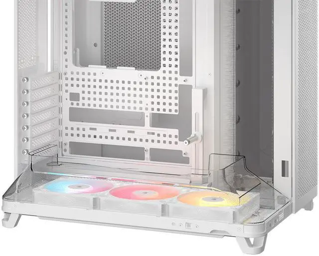 Corsair AIR 5400 RS R ARGB Triple Chamber Mid Tower PC Case White with 3x RS R 120mm reverse PWM ARGB fans Pre installed  BTF Back Plug Motherboard Design