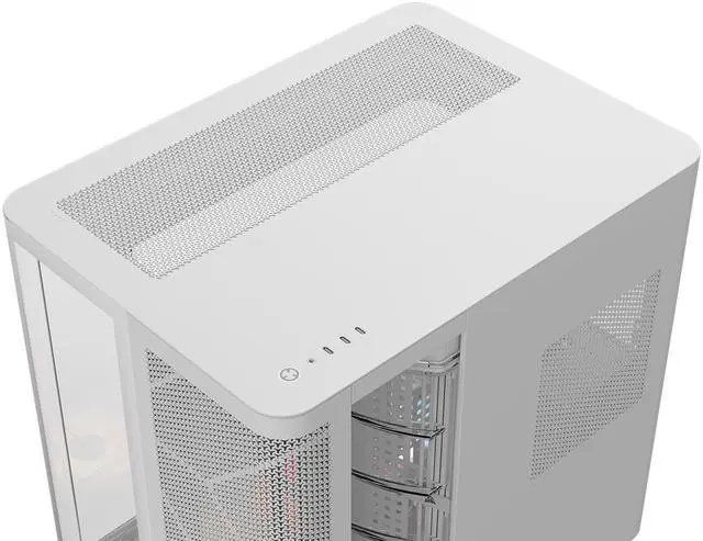 Corsair AIR 5400 RS R ARGB Triple Chamber Mid Tower PC Case White with 3x RS R 120mm reverse PWM ARGB fans Pre installed  BTF Back Plug Motherboard Design
