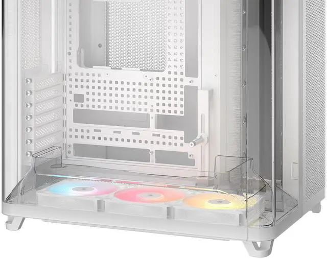 Corsair AIR 5400 RS R ARGB Triple Chamber Mid Tower PC Case White with 3x RS R 120mm reverse PWM ARGB fans Pre installed  BTF Back Plug Motherboard Design