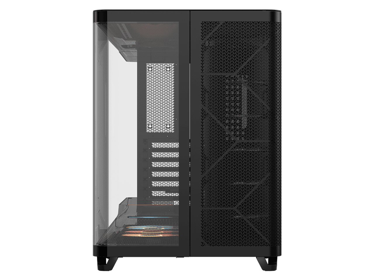 Corsair AIR 5400 RS R ARGB Triple Chamber Mid Tower PC Case Black with 3x RS R 120mm reverse PWM ARGB fans Pre installed  BTF Back Plug Motherboard Design