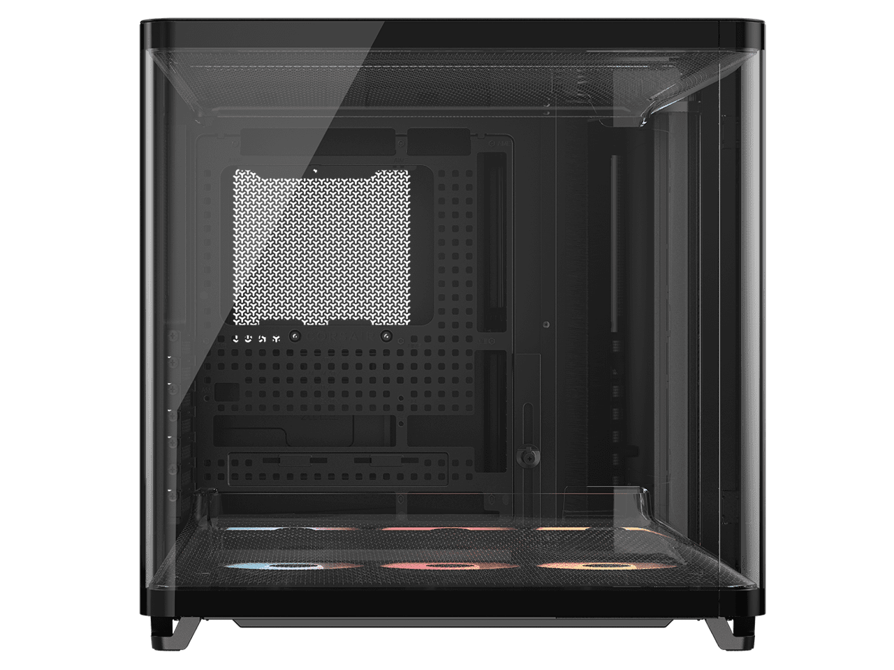 Corsair AIR 5400 RS R ARGB Triple Chamber Mid Tower PC Case Black with 3x RS R 120mm reverse PWM ARGB fans Pre installed  BTF Back Plug Motherboard Design