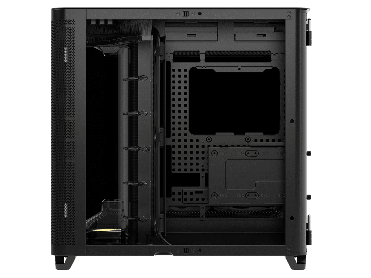 Corsair AIR 5400 RS R ARGB Triple Chamber Mid Tower PC Case Black with 3x RS R 120mm reverse PWM ARGB fans Pre installed  BTF Back Plug Motherboard Design