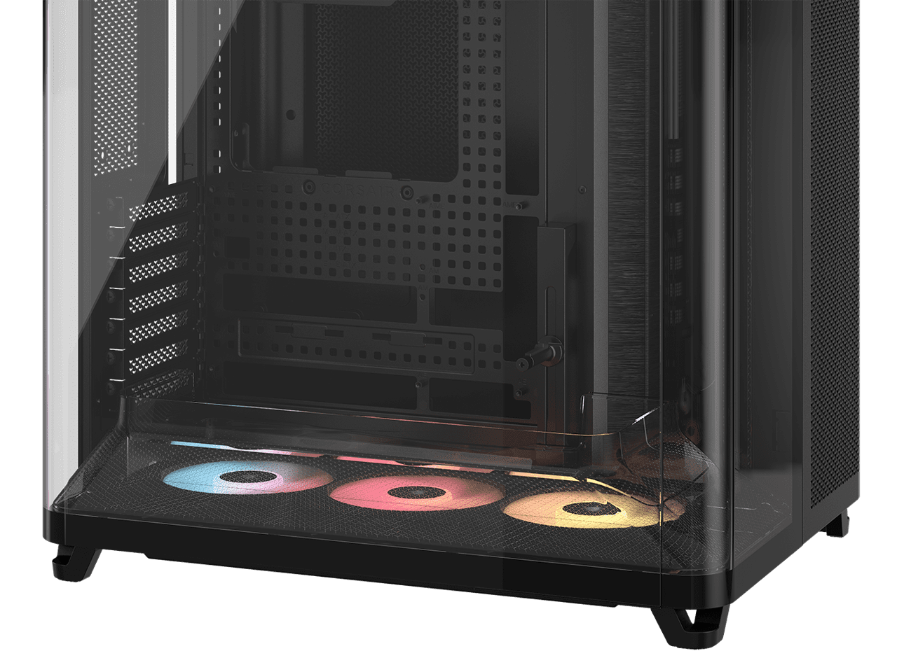 Corsair AIR 5400 RS R ARGB Triple Chamber Mid Tower PC Case Black with 3x RS R 120mm reverse PWM ARGB fans Pre installed  BTF Back Plug Motherboard Design