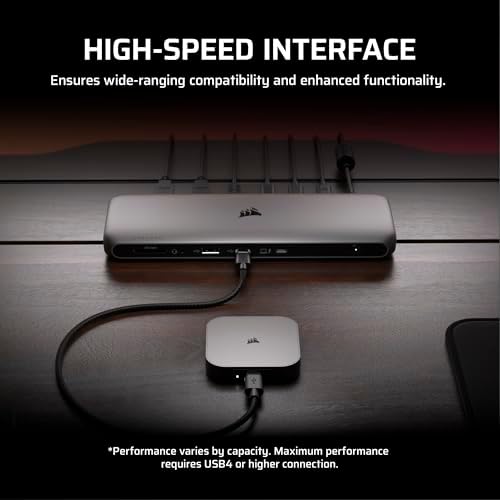 Corsair EX400U 2TB USB4 Portable External Type C SSD   Up to 4 000MB/s Read  3 600MB/s Write  USB 3 2 Gen2 2x2  Plug and Play  Thunderbolt 4  MagSafe  Includes 40Gbps Cable  Windows PC  iOS Mac   Gray