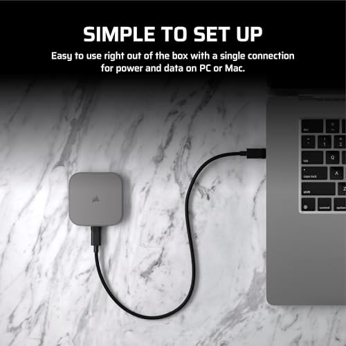 Corsair EX400U 2TB USB4 Portable External Type C SSD   Up to 4 000MB/s Read  3 600MB/s Write  USB 3 2 Gen2 2x2  Plug and Play  Thunderbolt 4  MagSafe  Includes 40Gbps Cable  Windows PC  iOS Mac   Gray