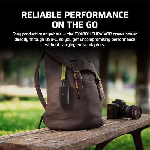 Corsair EX400U Survivor 2TB USB4 External SSD   Up to 4000 MB/s  IP55 Rugged Drive  Plug & Play for PC  Mac & iPad   Black