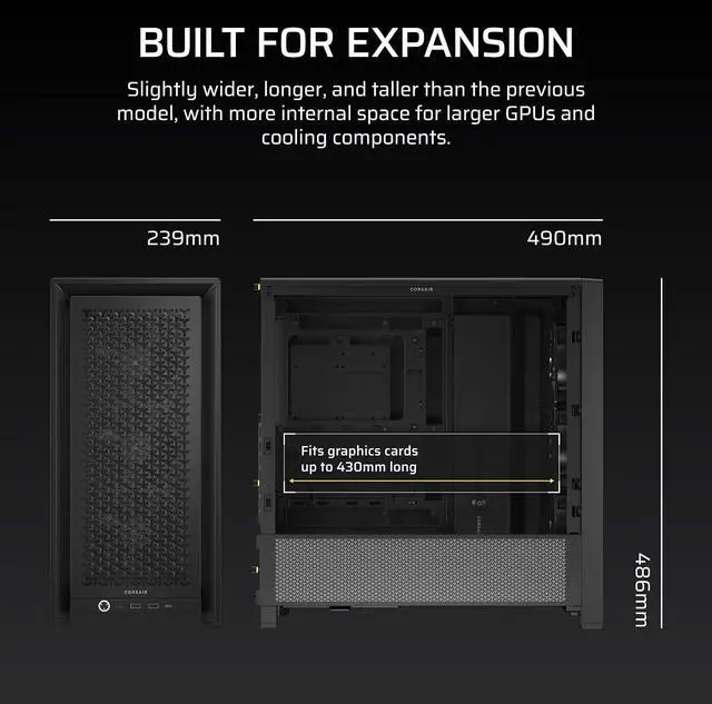 Corsair Frame 4000D Black Steel / Tempered Glass ATX Mid Tower Computer Case with RM850e Power Supply installed