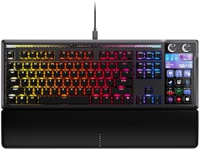 Corsair Galleon 100 SD RGB Teclado mecánico para juegos con cable - QWERTY US, Stream Deck-integrado, pulsos MLX Thocky PBT intercambiables en caliente, interruptores de doble disparo PBT FlashTap SOCD, 8,000Hz - Negro