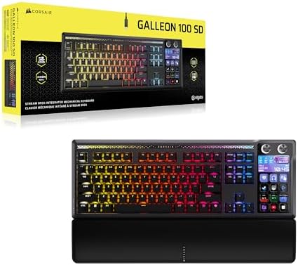 Corsair Galleon 100 SD RGB Teclado mecánico para juegos con cable - QWERTY US, Stream Deck-integrado, pulsos MLX Thocky PBT intercambiables en caliente, interruptores de doble disparo PBT FlashTap SOCD, 8,000Hz - Negro