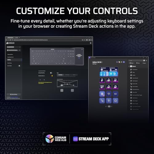 Corsair Galleon 100 SD RGB Teclado mecánico para juegos con cable - QWERTY US, Stream Deck-integrado, pulsos MLX Thocky PBT intercambiables en caliente, interruptores de doble disparo PBT FlashTap SOCD, 8,000Hz - Negro