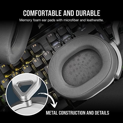 Corsair HS65 Surround Multiplatform Wired Gaming Headset   Dolby Atmos   SonarWorks SoundID   iCUE Compatible   PC  Mac  PS5  PS4  Xbox  Nintendo Switch  Mobile   White