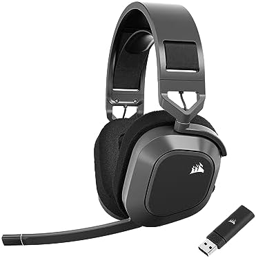 Corsair HS80 MAX Wireless Multiplatform Gaming Headset with Bluetooth   Dolby Atmos   Broadcast Quality Microphone   iCUE Compatible   PC  Mac  PS5  PS4  Mobile   Steel Gray